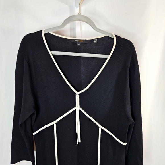 BCBGMAXAZRIA Black & White Sweater Dress Size XL - Picture 4 of 6